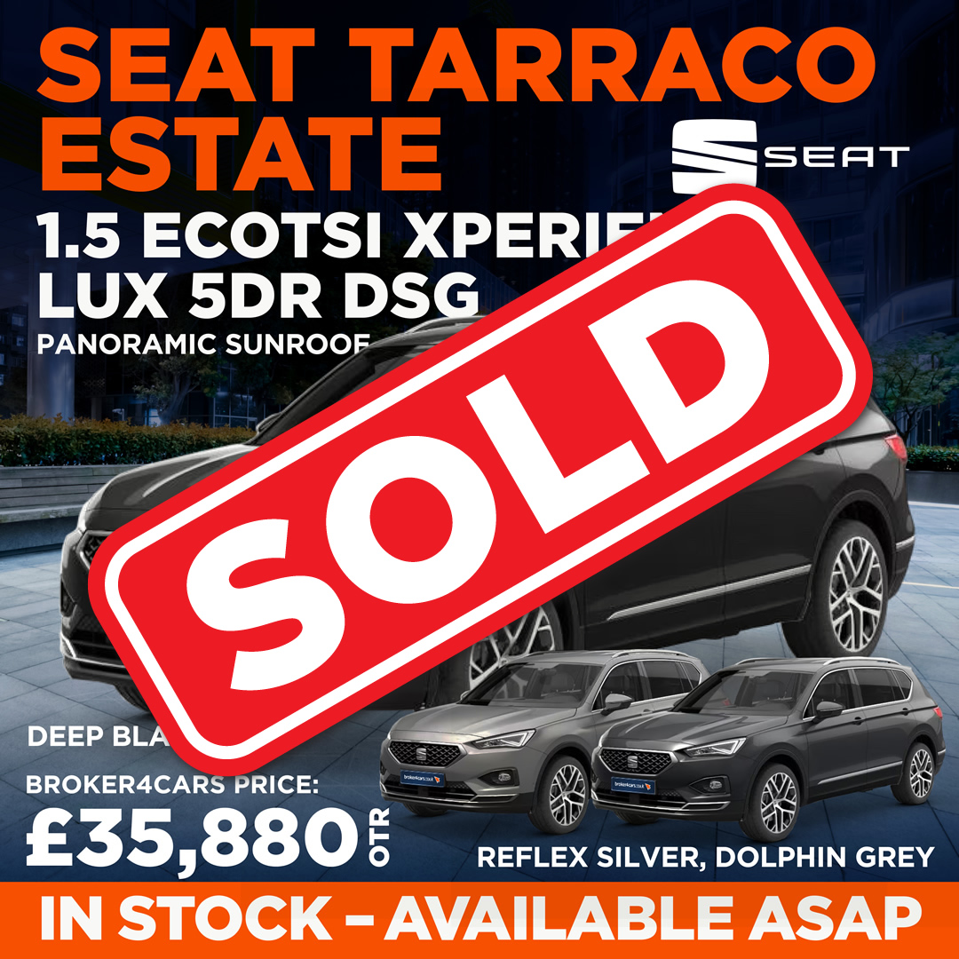 SEAT TARRACO ESTATE 1.5 EcoTSI Xperience Lux 5dr DSG. Available in Black, Dolphin Grey, Silver. Panoramic Sunroof. In Stock – Available ASAP. Broker4Cars Price £35,880 OTR